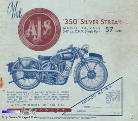 1938 AJS 38 Mod. 26 SS Silver Streak